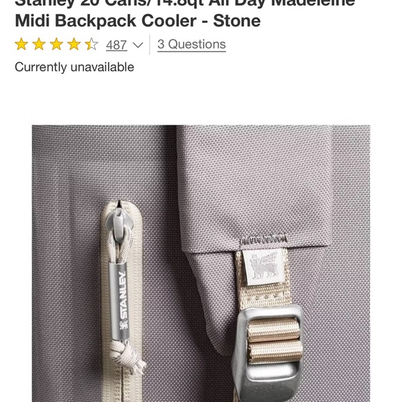 Stanley Gray Cooler Backpack with light gray Zipper Accents - Picture 5 of 9